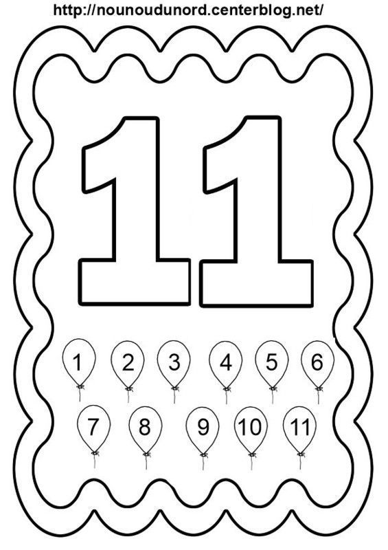chiffres de 11 à 20 à colorier illustrés par nounoudunord