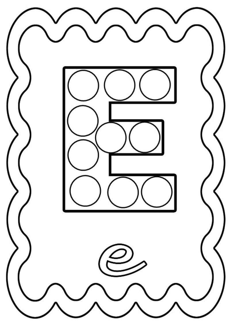 Coloriage Lettre E à colorier ou à gommettes.