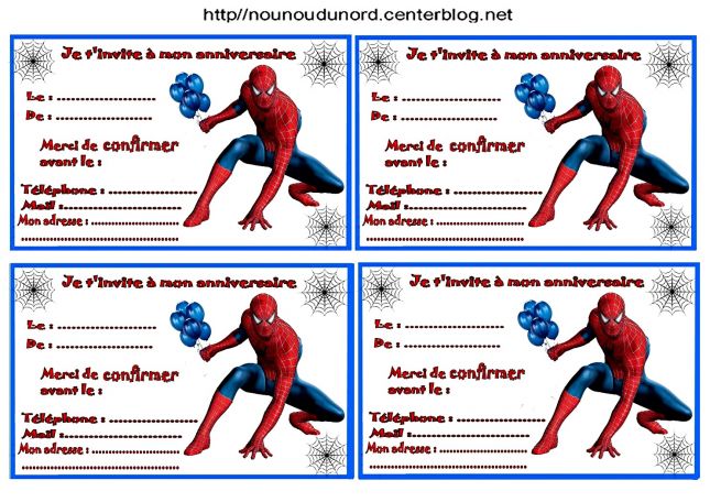 cartes invitation spiderman