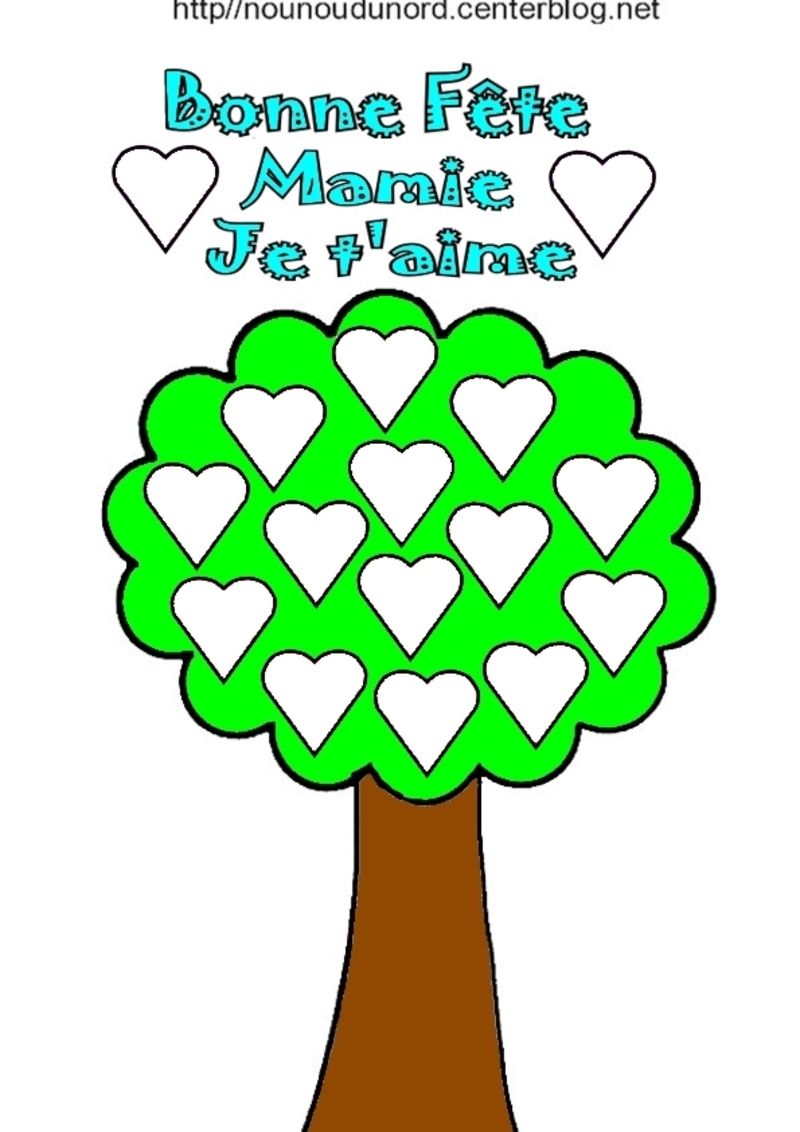 Arbre fleuri et gommettes coeurs bonne fªte mamie et mamou arbre coeurs bonne fete mamie a gommettes en