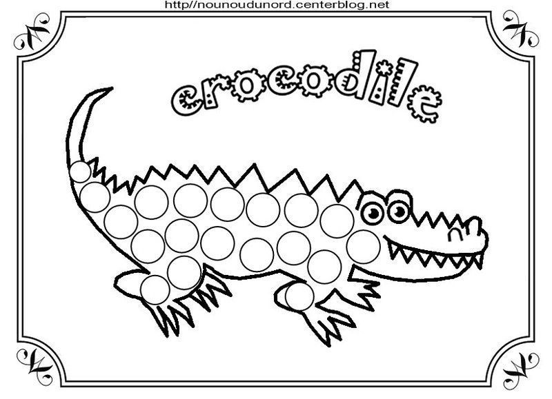 Crocodile Coloriage A Gommettes En Couleur