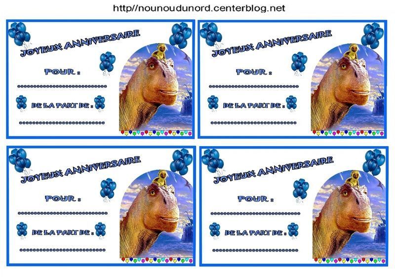 Invitation d'anniversaire Dinosaure gratuit à imprimer