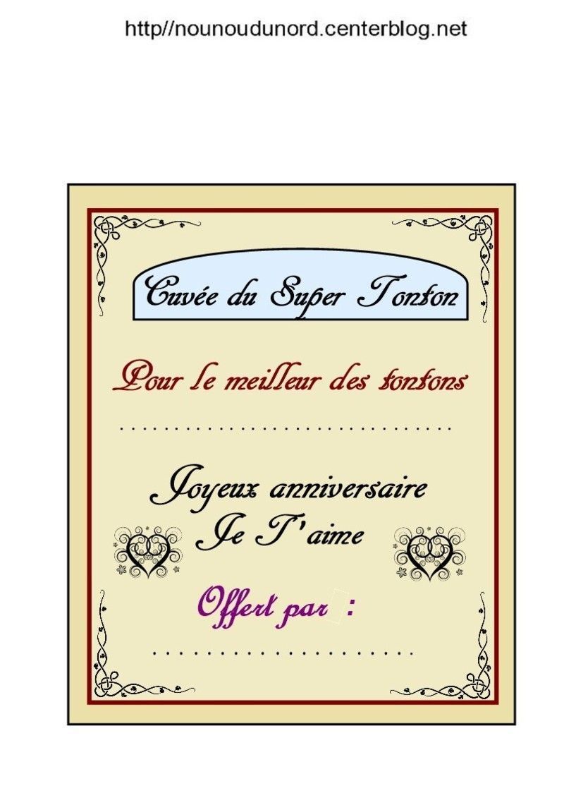 Coloriage gabarit bouteille vin étiquettes fªte anniversaire etiquette bouteille de vin anniversaire tonton 1