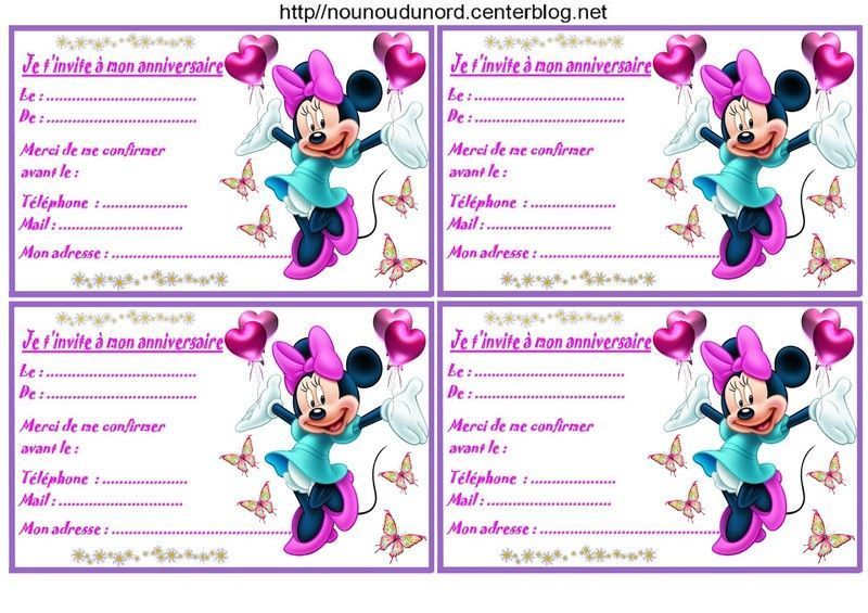 Carte d'invitation d'anniversaire 4 ans