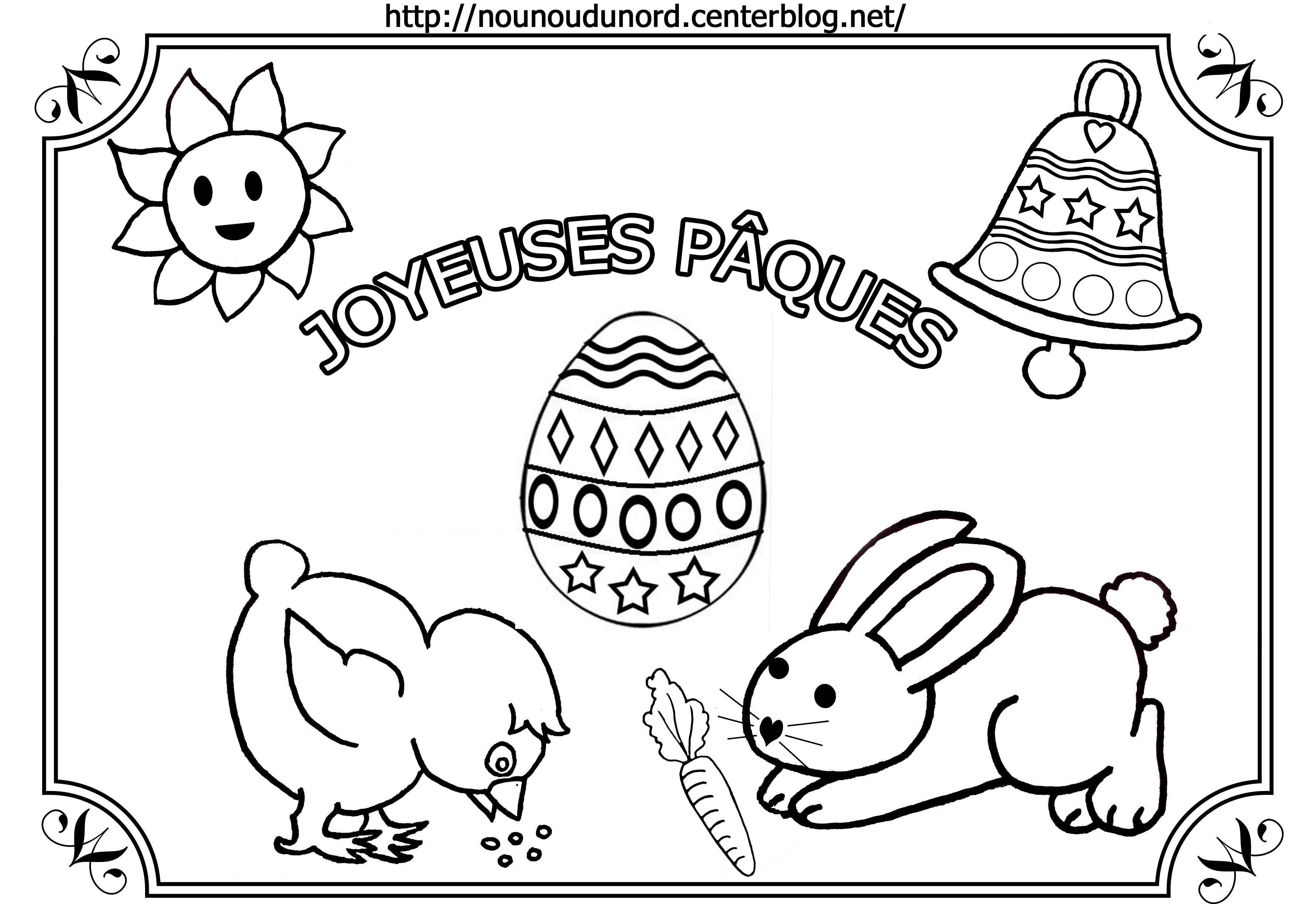 Coloriage tableau de Pâques dessiné par nounoudunord