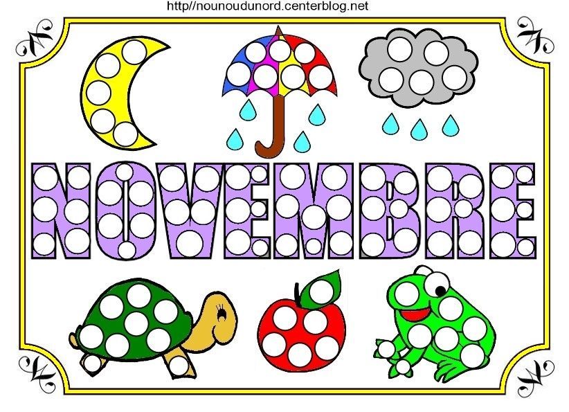 Mois De Novembre Colorier Gommettes