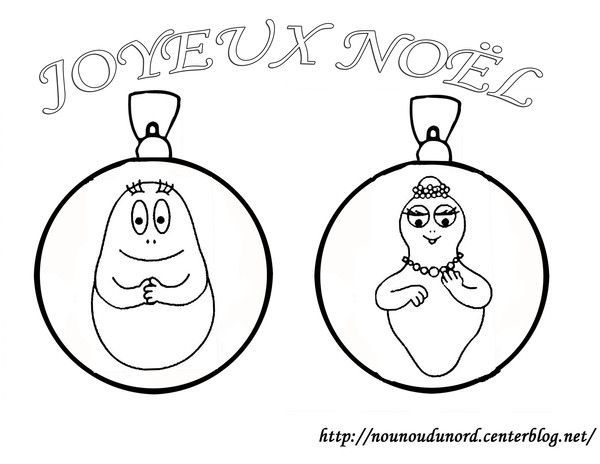 Coloriage boules de noël barbapapa