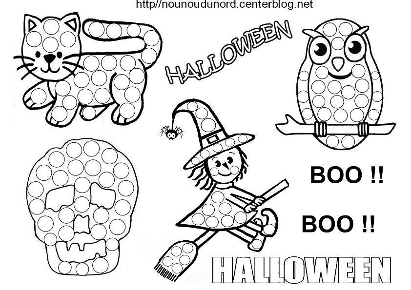 coloriage halloween a gommettes