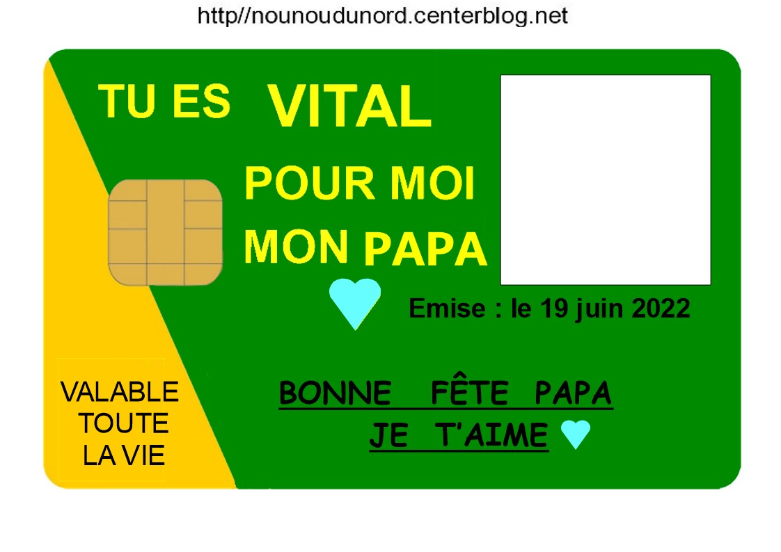 CARTE VITALE pour la fête des mères mamies pères