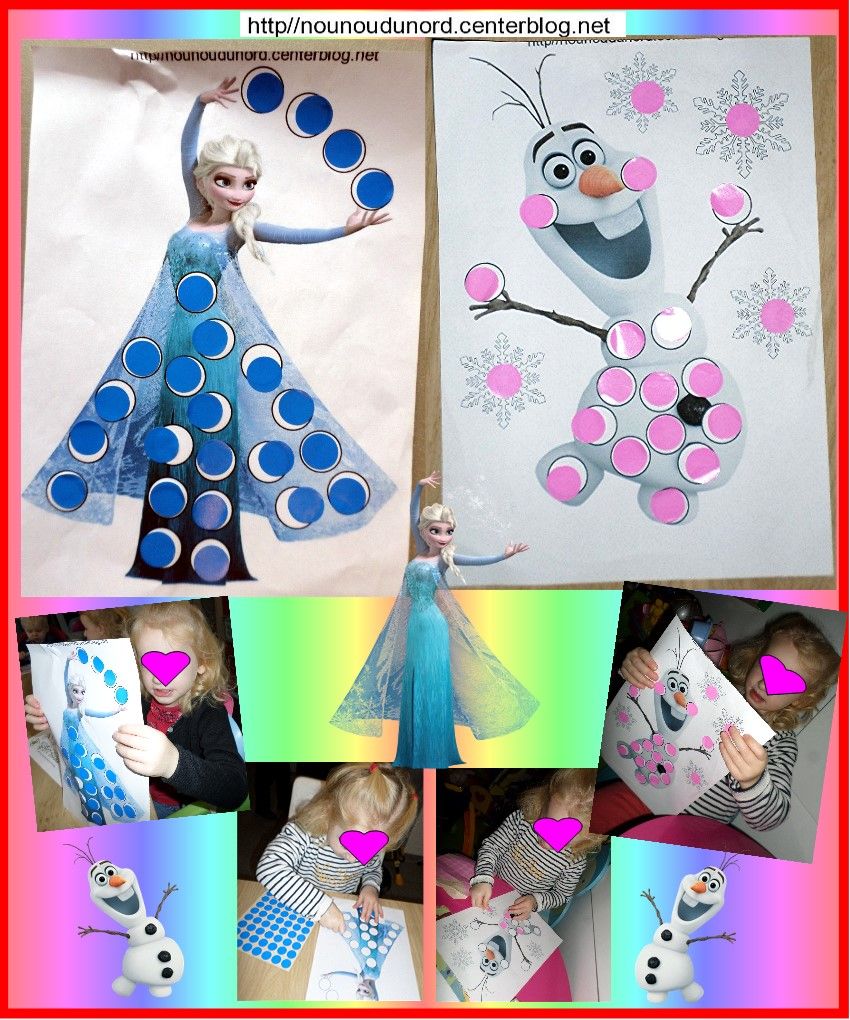 Activités Reine Des Neiges à Imprimer Image à gommettes Elsa et Olaf de la reine des neiges