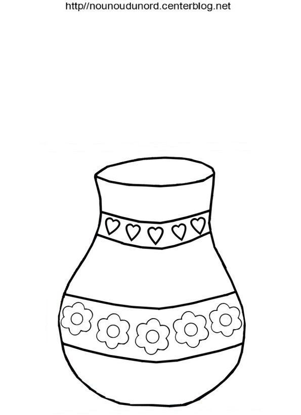 Vase en coloriage en couleur et pour les gommettes