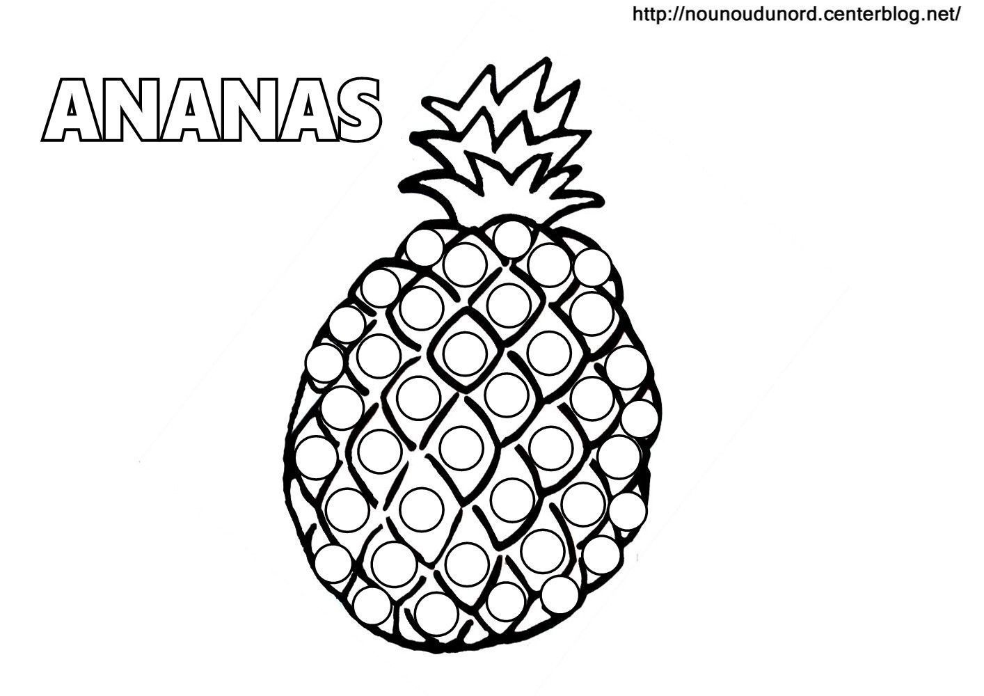 Coloriage Ananas Gommettes En Couleur