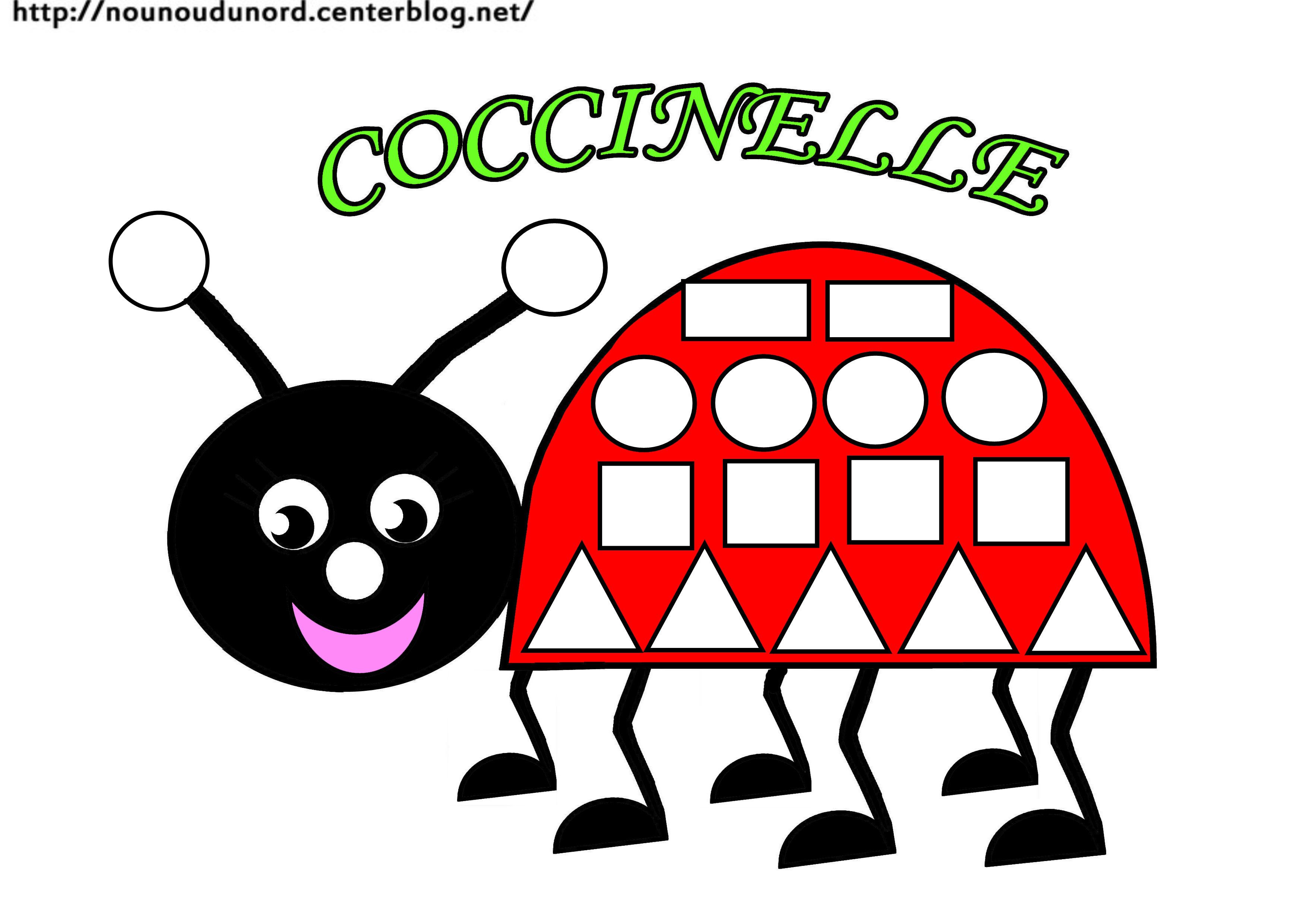 Coloriage à gommettes la coccinelle dessiné par nounoudunord