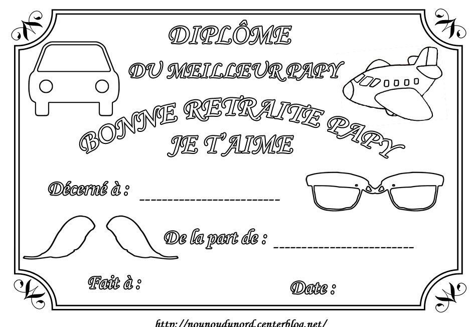 Coloriage bonne retraite papy