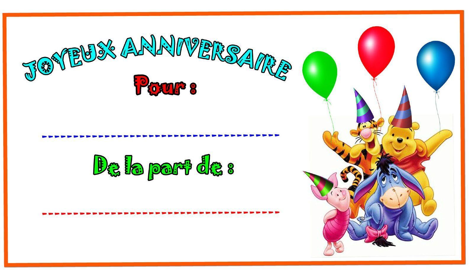 Etiquettes Winnie pour anniversaire