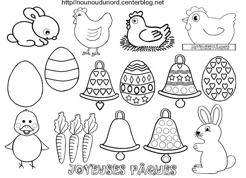 Gommettes de Pâques coloriage, couleur, écriture