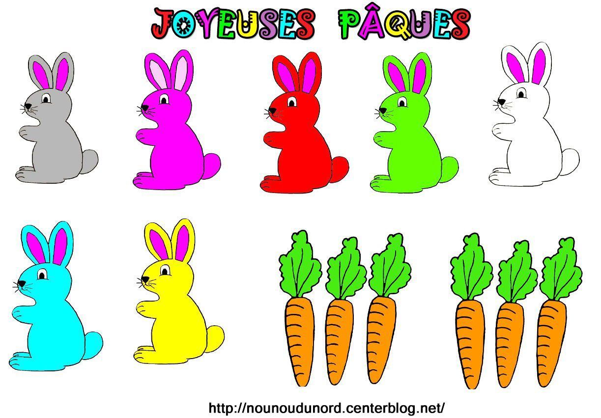 Gommettes de Pâques coloriage, couleur, écriture