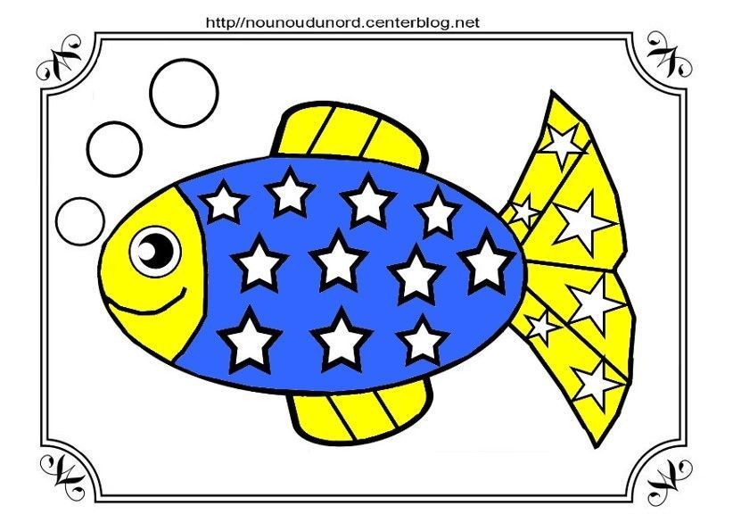 Poisson Colorier Pour Gommettes Et En Couleur