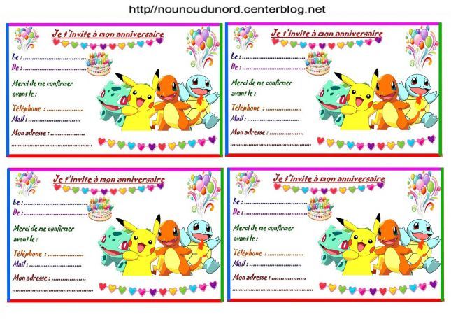 Coloriage Carton d'invitation Pokemon à imprimer dans les coloriages Carton  d'invitation - dessin à imprimer