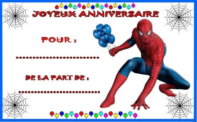 Etiquettes et invitations Spiderman pour anniversaire