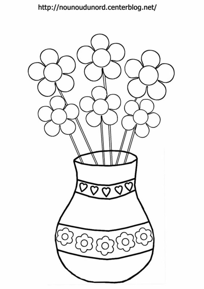 vase avec fleurs a colorier